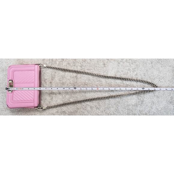 Rebecca Minkoff Chevron Quilt Mini Crossbody Bag Pink Leather Silver Hardware - Picture 7 of 14